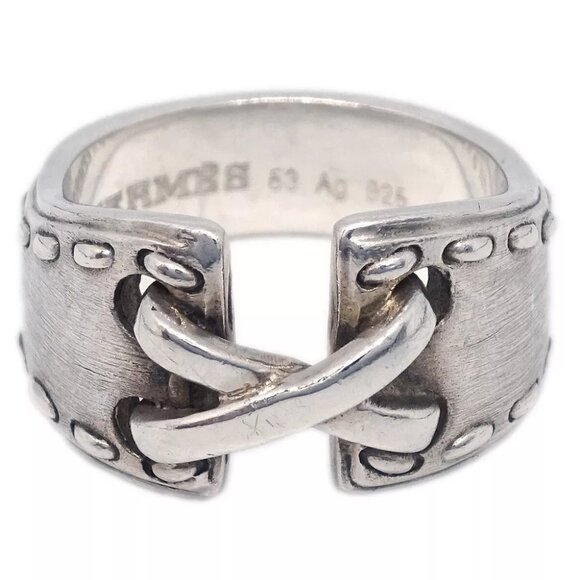 Hermes Ring Silver Ag925 #53 #50 #10 144197 - Picture 1 of 4